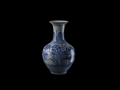 Blue And White Traditional Decorative Ceramic Vase With Exquisite Floral Patterns 3d model