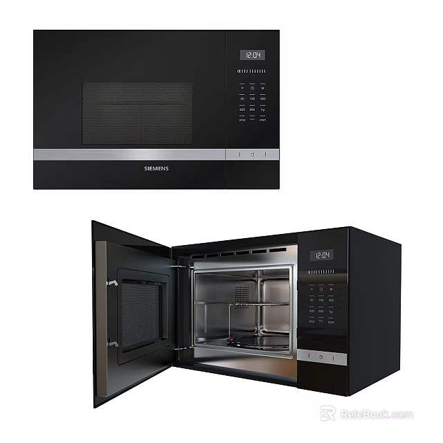 Samsung Modern Black Microwave Oven Kitchen Appliance With Open Door 3d model 