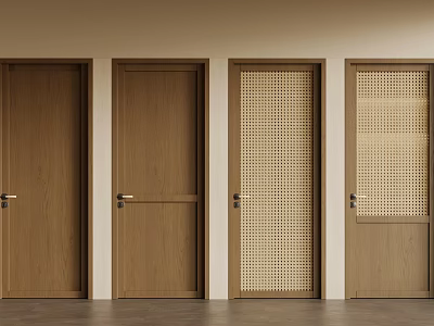 Wooden Swing Doors With Grid Design And Multiple Panel Options For Interior Spaces 3d model