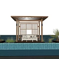 Resort Courtyard Modern Pool 3d model