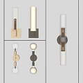 Modern Wall Lamps With Glass Cylindrical Bodies And Spherical Metal Shades