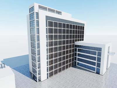 Modern Office Building With Glass Windows Multi Storey Exterior And Geometric Structure 3d model
