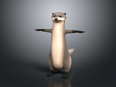 Game Movie Character Otter Standing With Arms Outstretched In Cartoon 3D Style 3d model