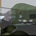 Public Office Space With Linear Ceiling Lights White Lexis Workstations Black Chairs And Large Windows