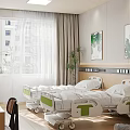 Modern Hospital Ward Interior With Comfortable Beds Green Plant Painting And Wooden Decor
