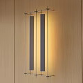 Modern Style Wall Lamp With Vertical Light Bars Illuminating Wooden Wall