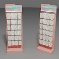 Pink Standing Decorative Ornament Display Set With Multi Compartment Grid Design 3d model