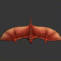 Detailed Red Dragon Sculpture With Spread Wings Scaled Body And Standing Pose