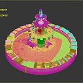 Multi Tiered Circular Stone Fountain With Decorative Carved Base And Ornate Design
