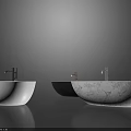 Three Different Bathtubs In White Black And Marble Finish With Faucets