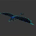Blue Black Dragon 3D Rendered Fantasy Creature With Glowing Details And Large Wings