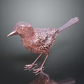 Copper Colored Bird Statue Standing On Smooth Surface With Dark Gradient Background