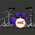 Purple MAX Logo Drum Set With Cymbals And Stands Musical Instrument