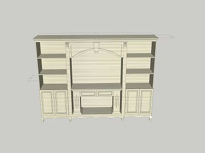 Modern Wooden Bookcase With Multiple Shelves Cabinet Doors And Decorative Top 3d model