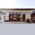 Tobacco and Liquor Store Interior with Neat Display Shelves Various Liquors and Tobacco Products