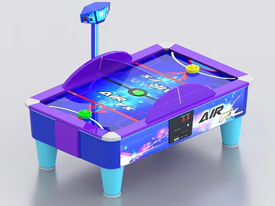 Commercial Purple Blue Air Hockey Table with Scoreboard LED Lighting and Sturdy Table Legs 3d model