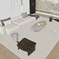 Modern Sofa Coffee Table Combination Cream Sofa Combination 3d model