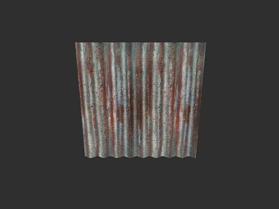Industrial Style Corrugated Rusted Metal Light Panel With Blue Gray Tone 3d model