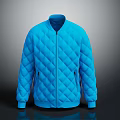 Blue Diamond Quilted Zip Up Puffer Jacket Stylish Winter Outerwear Design 3d model