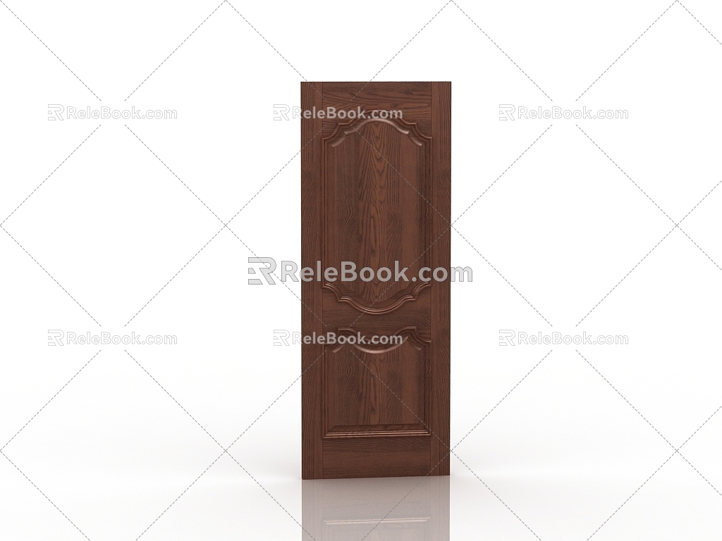 European-style solid wood door 3d model