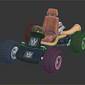 Blue Go Kart With Brown Leather Seat Large Tires And Crown Logo Design 3d model