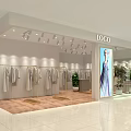 Modern Clothing Store With Clothes On Gold Racks Spotlights Window Display Mannequins And Green Plants