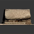 Stone Sculpture Carving Of Square Basin With Slab Base And Detailed Texture
