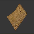 Golden Ancient Scene Model With City Walls Soldier Formations And Central Structure