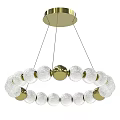 Stylish Modern Hanging Circular Chandelier With Transparent Glass Balls And Gold Accents