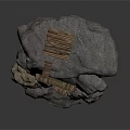 Realistic 3D Rock Formation With Wooden Bridge Planks And Platform Structure