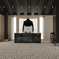 Modern Cafe Interior With Ocean View Dark Beams And Pebble Floor