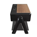 Modern Wooden Audio Speaker Featuring Central Driver And Black Stand Base 3d model