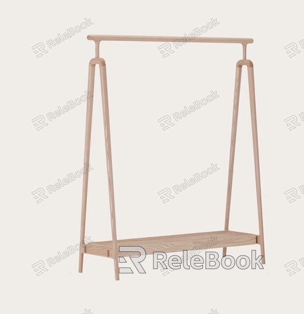 Crane Foot Hanger Solid Wood Rattan Floor Coat Rack model