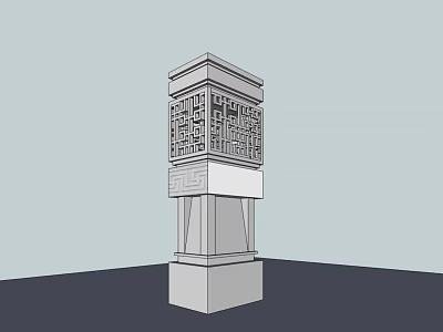 Outdoor Light With Carved Column Design For Garden And Yard Use 3d model