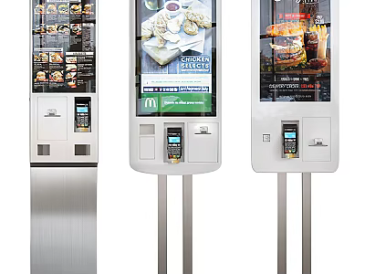 Modern Commercial Self-service Kiosk with Food Display and Touchscreen Payment System 3d model