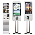 Modern Commercial Self-service Kiosk with Food Display and Touchscreen Payment System