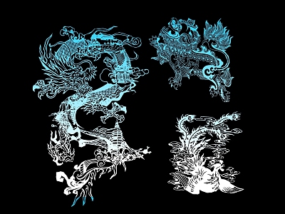 Dragon and Phoenix Lion model