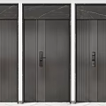 Three Modern Security Doors With Textured Surface And Various Handle Designs 3d model