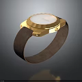 Modern Fashionable Watch With Brown Leather Strap And Golden Dial