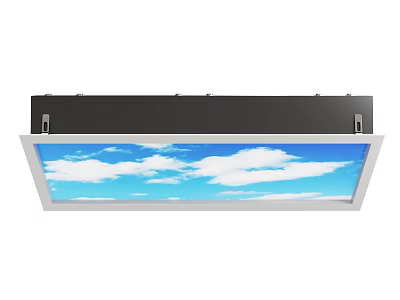 Modern LED Ceiling Panel Light With Sky Cloud Pattern And White Frame 3d model