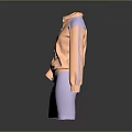 Orange Purple Color Block Jacket And Purple Knitted Skirt Fashion Outfit