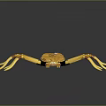 Yellow Mechanical Spider with Multiple Legs and Gear Structure on Black Background with Reflection