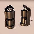 Modern Black Coffee Makers As Essential Kitchen Appliances With Open Lids