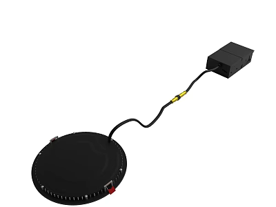 Circular Black Electronic Device with Connected Cable and Control Box 3d model