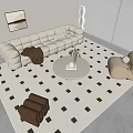 Sofa Coffee Table Combination Hanging Picture Stool Side Table Floor Lamp 3d model
