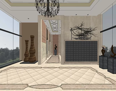 Modern Hall Corridor Foyer 3d model