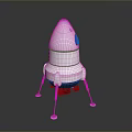 Modern White Rocket Model With Red Stripe Black Base And Support Legs 3d model