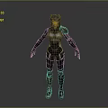 Sci Fi Warrior Character With Blue Hair And Black Silver Armored Suit