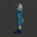 Cartoon Eagle Mascot In Blue Sports Uniform With Goggles And Outstretched Arms