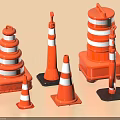 Road Facilities Featuring Orange And White Striped Traffic Cones And Barriers In Various Sizes